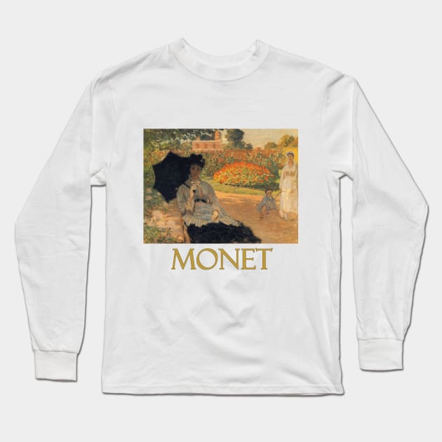 Camille Monet in the Garden (1873) by Claude Monet Long Sleeve T-Shirt by Naves